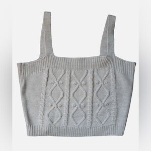 Arizona Jean Co Y2K Cable Knit Crop Tank Top Cream Womens Size M